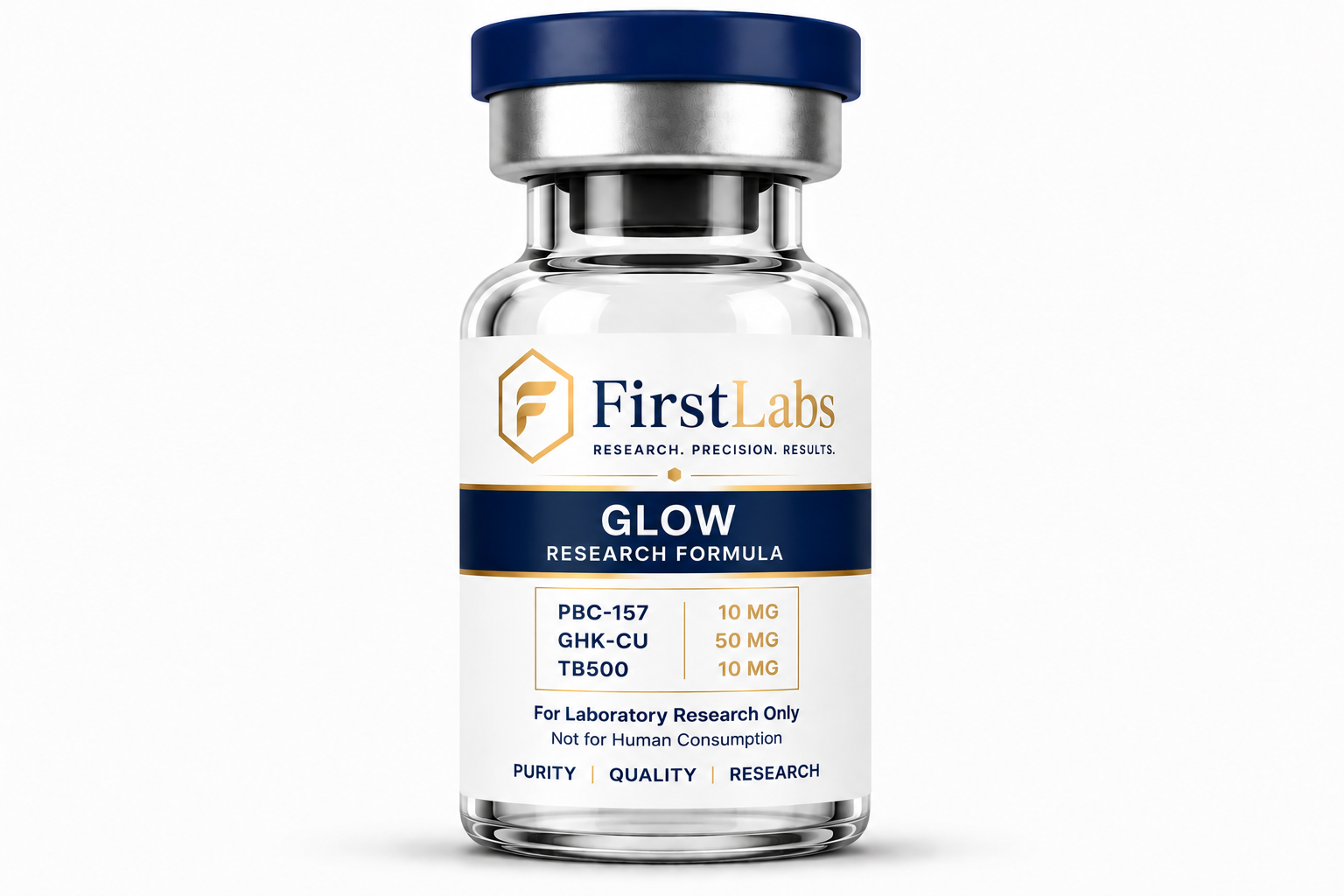 GLOW Research Formula PBC-157 10mg + GHK-CU 50mg + TB500 10mg vial